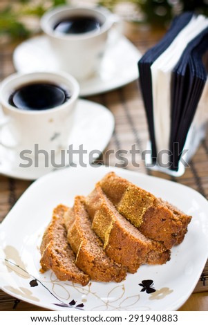 Dry cake and coffee at the party