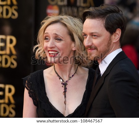 James McAvoy and Anne Marie Duff arrives for the Olivier Awards 2012 at the Royal Opera House, Covent Garden, London. 15/04/2012 Picture by: Simon Burchell / Featureflash