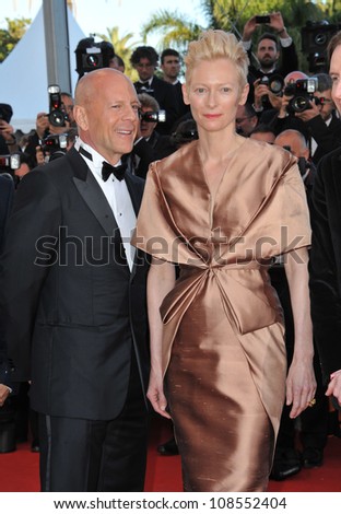Tilda Swinton & Bruce Willis at the premiere of their movie \
