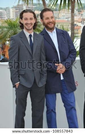 Shia LaBeouf & Tom Hardy (right) at the photocall for their new movie \