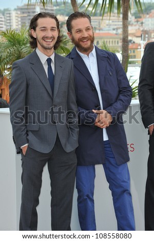 Shia LaBeouf & Tom Hardy (right) at the photocall for their new movie \