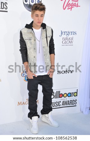 Singer Justin Bieber arrives at the 2012 Billboard Music Awards held at the MGM Grand Garden Arena.