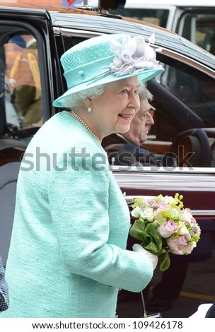 Queen Elizabeth II arrives in Nottingham during the Royal Jubilee Tour. Nottingham, UK. June 13, 2012, Nottingham, UK Picture: Catchlight Media / Featureflash