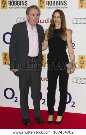Andrew Lloyd Webber and Melanie C arriving for the Silver Clef Awards, Hilton Hotel, Park Lane, London.  29/06/2012 Picture by: Simon Burchell / Featureflash