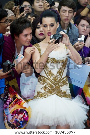 Katy Perry arriving for the \'Katy Perry, Part Of Me 3D\' premiere, at Empire Leicester Square, London. 03/07/2012 Picture by: Simon Burchell / Featureflash