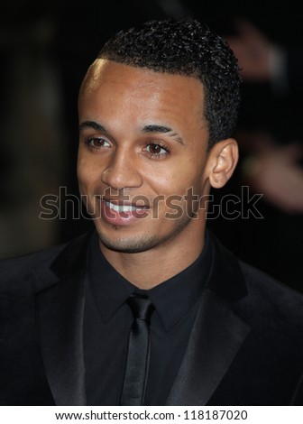 LONDON - OCTOBER 23: Aston Merrygold arriving for the Royal World Premiere of \'Skyfall\' at Royal Albert Hall 23/10/2012 in London.