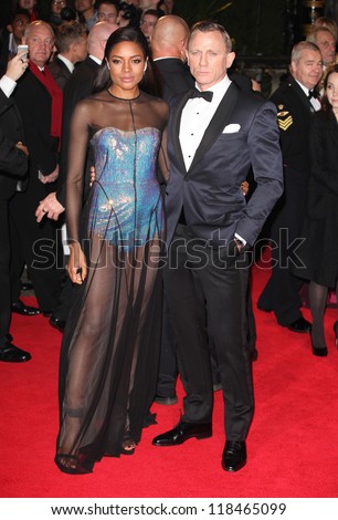 Naomie Harris and Daniel Craig arriving for the Royal World Premiere of \'Skyfall\' at Royal Albert Hall, London. 23/10/2012