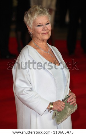 Dame Judi Dench arriving for the Royal World Premiere of \'Skyfall\' at Royal Albert Hall, London. 23/10/2012 Picture by: Alexandra Glen