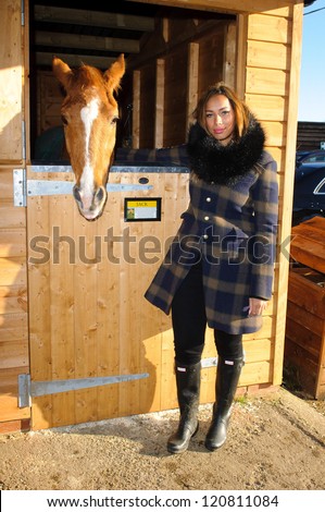 Leona Lewis at the Hopefield Animal Sanctuary Christmas Fete, Brentwood, Essex. 02/12/2012 Picture by: Simon Burchell