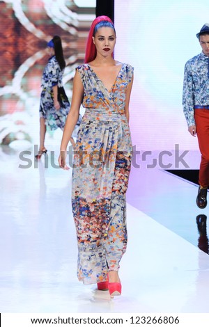 Amber Le Bon at the Vogue Fashion\'s Night Out fashion show, Westfield Shepherd\'s Bush, London. 06/09/2012 Picture by: Alexandra Glen