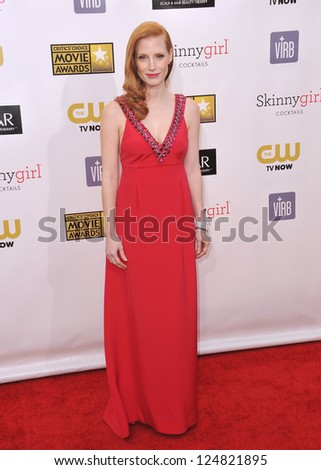 Jessica Chastain at the 18th Annual Critics\' Choice Movie Awards at Barker Hanger, Santa Monica Airport. January 10, 2013  Santa Monica, CA Picture: Paul Smith
