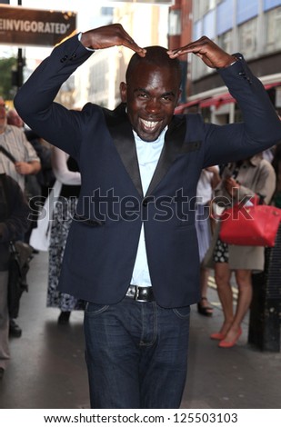 Jimmy Akingbola arriving for the launch night of \'Julius Caesar\' at the Noel Coward Theatre, London. 15/08/2012 Picture by: Alexandra Glen