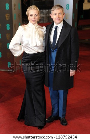 Martin Freeman and Amanda Abbington arriving for the EE BAFTA Film Awards 2013 at the Royal Opera House, Covent Garden, London. 10/02/2013 Picture by: Steve Vas
