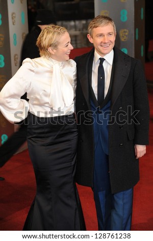 Martin Freeman and wife arriving for the EE BAFTA Film Awards 2013 at the Royal Opera House, Covent Garden, London. 10/02/2013 Picture by: Steve Vas