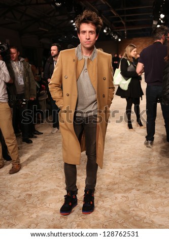 Nick Grimshaw at the House of Holland catwalk show as part of London Fashion Week AW13, Somerset House, London. 16/02/2013 Picture by: Henry Harris