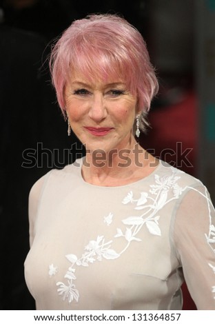 Dame Helen Mirren arriving for the 2013 British Academy Film Awards, at the Royal Opera House, London. 10/02/2013 Picture by: Alexandra Glen
