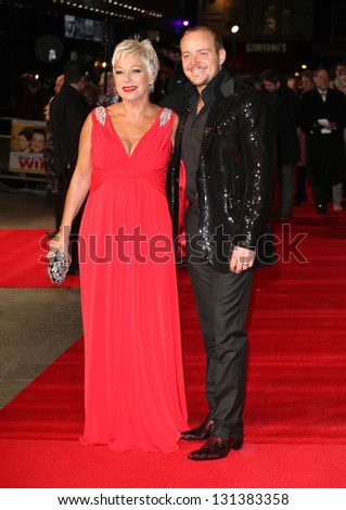 Denise Welch and Lincoln Townley arriving at the UK premiere of Run For Your Wife, at the Odeon Leicester Square, London. 05/02/2013 Picture by: Alexandra Glen