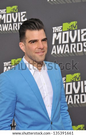 Zachary Quinto at the 2013 MTV Movie Awards at Sony Studios, Culver City. April 14, 2013  Los Angeles, CA Picture: Paul Smith