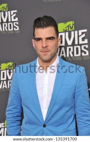 Zachary Quinto at the 2013 MTV Movie Awards at Sony Studios, Culver City. April 14, 2013  Los Angeles, CA Picture: Paul Smith