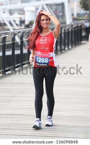 Amy Childs at the Virgin London Marathon - Celebrities photocall London. 17/04/2013 Picture by: Henry Harris