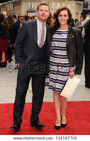 Dermot O\'Leary and wife Dee Koppang arriving for the Iron Man 3 Premiere, Odeon Leicester Square, London. 18/04/2013 Picture by: Steve Vas