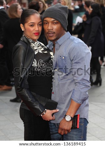 Ashley Walters and Natalie Williams arriving for the Iron Man 3 Premiere, Odeon Leicester Square, London. 18/04/2013 Picture by: Alexandra Glen