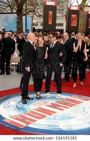 Sir Ben Kingsley, Robert Downey Jr. and Rebecca Hall arriving for the Iron Man 3 Premiere, Odeon Leicester Square, London. 18/04/2013 Picture by: Steve Vas