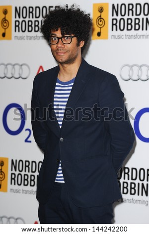 Richard Ayoade arriving for the Nordoff Robbins Silver Clef Awards 2013 at the Hilton Park Lane, London. 28/06/2013