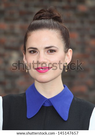 Hayley Atwell arriving for the launch party for the Fashion Rules exhibition, Kensington Palace, London. 04/07/2013