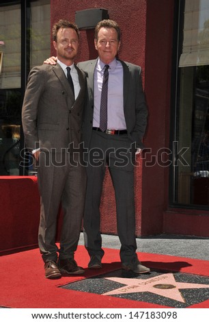 Bryan Cranston & his Breaking Bad co-star Aaron Paul presented with the 2,502nd star on the Hollywood Walk of Fame. July 16, 2013  Los Angeles, CA
