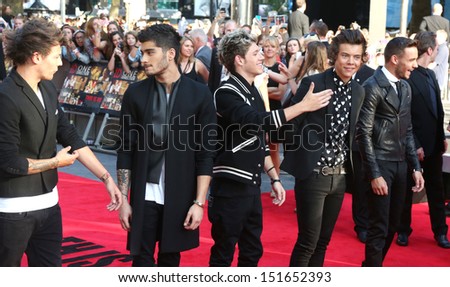 One Direction arriving for the One Direction This is Us World film premiere, London. 20/08/2013