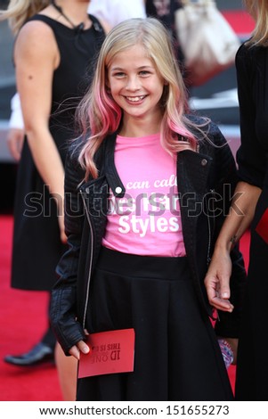 Ulrika Jonsson`s daughter Bo arriving for the One Direction This is Us World film premiere, London. 20/08/2013