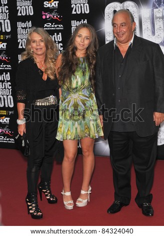 Tina Green, Philip Green & Chloe Green at the 2010 World Music Awards at the Monte Carlo Sporting Club, Monaco. May 18, 2010  Monaco, France Picture: Paul Smith / Featureflash