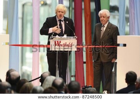 Mayor of London, Boris Johnson at the Grand Opening of the Westfield Stratford shopping centre, London. 9/13/2011  Picture by: Steve Vas / Featureflash