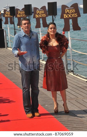 Antonio Banderas & Salma Hayek at the photocall for their new animated movie 