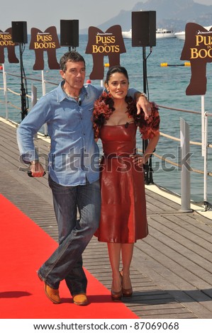 Antonio Banderas & Salma Hayek at the photocall for their new animated movie \