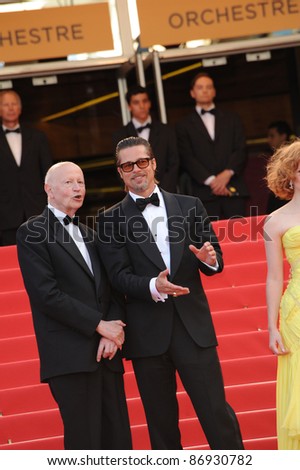 Brad Pitt & Gilles Jacob at the gala premiere of Pitt\'s new movie \
