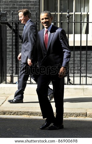 President Barak Obama meets David Cameron at No.10 Downing Street, London. 24/05/2011  Picture by: Steve Vas / Featureflash