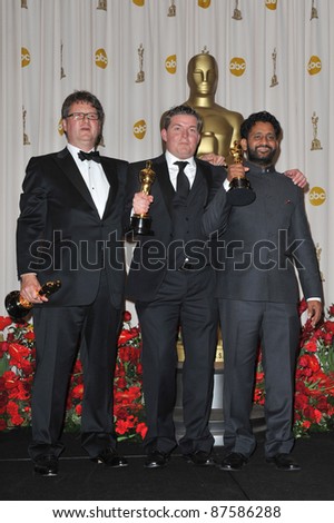 L to R: Ian Tapp, Richard Pryke & Resul Pookutty at the 81st Academy Awards at the Kodak Theatre, Hollywood. February 22, 2009  Los Angeles, CA Picture: Paul Smith / Featureflash