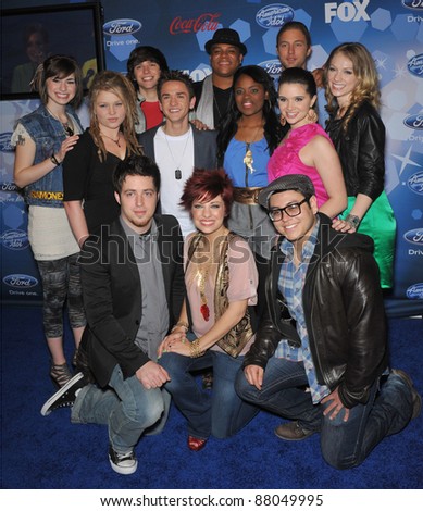 American Idol Final 12 contestants at the party for the American Idol Final 12 at Industry, Los Angeles. March 11, 2010  Los Angeles, CA Picture: Paul Smith / Featureflash