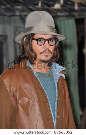 Johnny Depp at the Los Angeles premiere of his new animated movie \