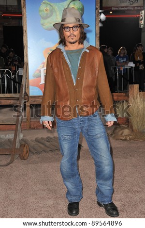 Johnny Depp at the Los Angeles premiere of his new animated movie 