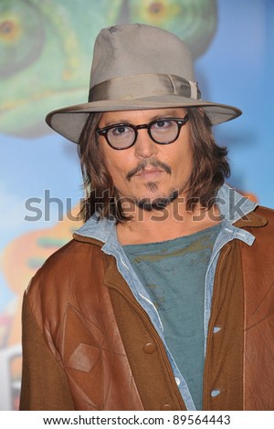Johnny Depp at the Los Angeles premiere of his new animated movie 