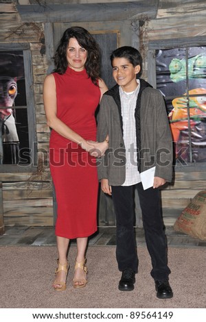Alana Ubach & nephew Alex at the Los Angeles premiere of her new animated movie \