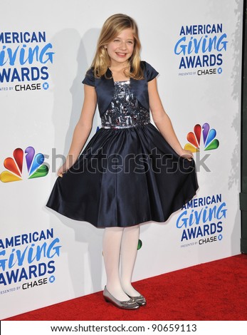 Jackie Evancho, runner-up on America\'s Got Talent, at the American Giving Awards at the Dorothy Chandler Pavilion in Los Angeles. December 9, 2011  Los Angeles, CA Picture: Paul Smith / Featureflash