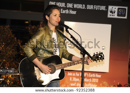 K T Tunstall launches the WWF Earth Hour by turning off the Westfield Lights at Westfield Shepherds Bush, London.  06/01/2012  Picture by: Steve Vas / Featureflash