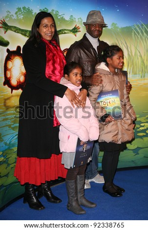 Adrian Lester and family arriving for the Cirque du Soleil Gala Performance of Totem, at the Royal Albert Hall, London.  05/01/2012  Picture by: Alexandra Glen / Featureflash