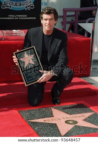 Stars  Hollywood Walk Fame on Brosnan Receives His Star On The Hollywood Walk Of Fame    Stock Photo