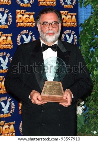 07MAR98:  Director FRANCIS FORD COPOLLA at the Directors Guild of America Awards in Beverly Hills. He was presented with the D. W. Griffith award for lifetime achievement.