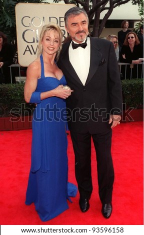 18JAN98:  Actor BURT REYNOLDS & girlfriend PAM SEALS at the Golden Globe Awards.